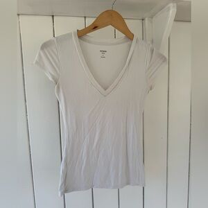 Express Women's White V-Neck Top